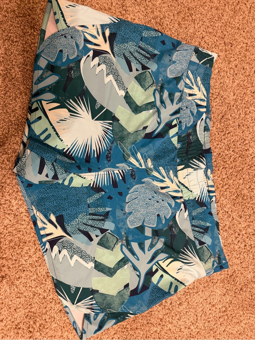 Bass Pro Shops Women's Tropical Print Athletic Shorts - Blue Green White